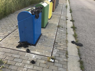 Contenidors tancats en un carrer de l'Horta del Valira