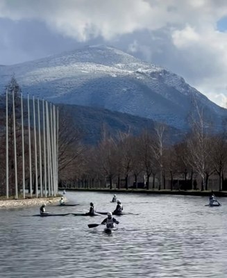 El Parc del Segre aquest cap de setmana, amb el Roc Beneïdor al fons cobert de neu