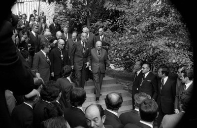 Valéry Giscard d'Estaing, en la visita a Andorra l'any 1978 (Foto: Arxiu Nacional d'Andorra - Fons Fèlix Peig)