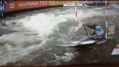 Miquel Travé, a la semifinal de la Copa del Món d'eslàlom a Praga (Imatge: ICF)