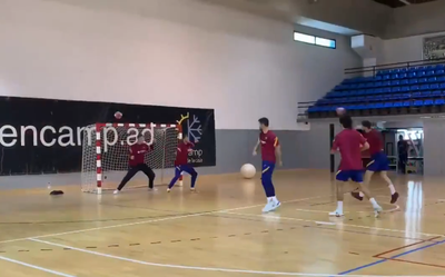 Entrenament del Barça d'handbol a Encamp (Imatge: @FCBhandbol)