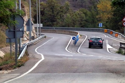 L'accés nord a Cercs per la C-16, un dels punts que els conductors de pas fan servir per intentar esquivar cues (Foto: ACN)