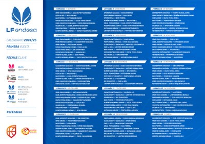 Calendari de la primera volta de la Lliga Femenina 2024-2025