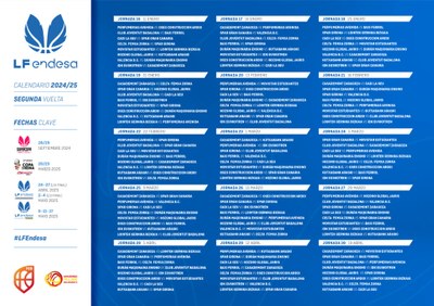 Calendari de la segona volta de la Lliga Femenina 2024-2025