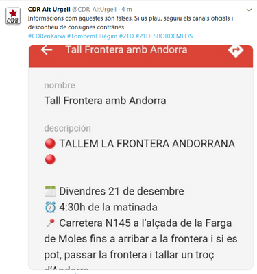 El CDR Alt Urgell es desvincula d'un anunci de tall a l'N-145