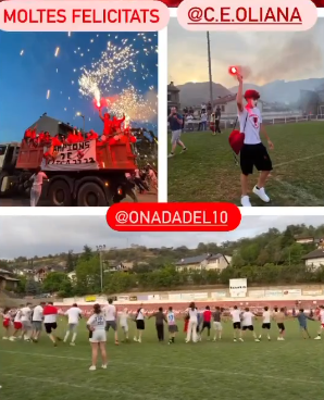Celebració del títol de campions de Tercera Catalana a Oliana (@ceoliana)