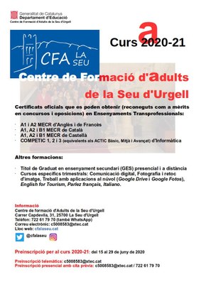 Preinscripció al CFA de la Seu