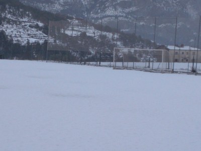 El camp de futbol de les Lloredes, aquest dijous (CF Organyà)
