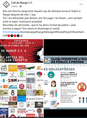 Comunicat del CF Coll de Nargó anunciant el retorn a la competició, més d'un any després