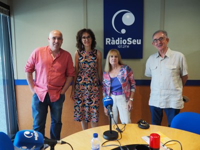 Gràcia Gaja, Anna Martí i Amadeu Gallart, membres del Club de Lectura de la Biblioteca Sant Agustí, als estudis de RàdioSeu