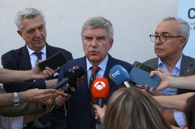 Thomas Bach, amb Alejandro Blanco, en una atenció als mitjans a Madrid (Foto: ACN) 
