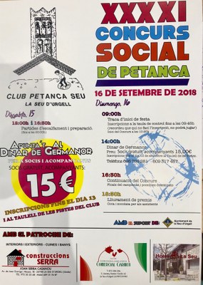 41è Concurs Social de Petanca a la Seu