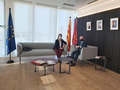 Reunió de la síndica d'Aran, Maria Vergés, amb el conseller d'Economia del Govern, Jaume Giró (Foto: CGA)
