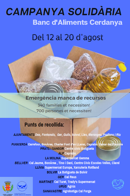 Campanya solidària d'aliments a la Cerdanya per al Banc d'Aliments
