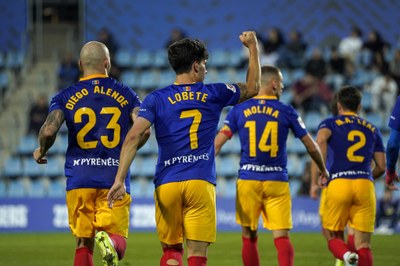 Lobete celebra el gol de la victòria contra l'Oviedo (Foto: FC Andorra)