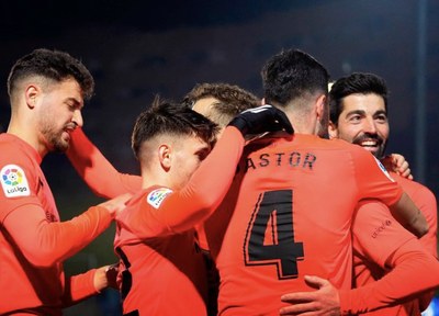 L’FC Andorra celebra el gol de la victòria a la Copa Catalunya (Foto: @fcandorra) 