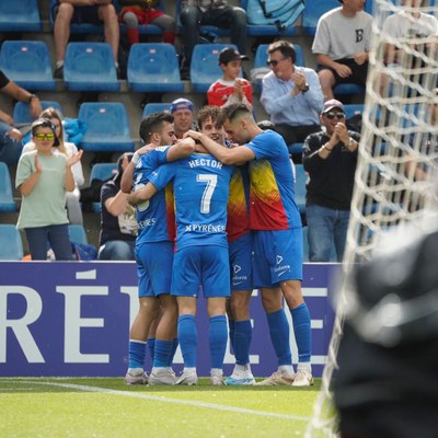 L'FC Andorra, a l'últim partit de la temporada 22-23, contra el Vila-real B (Foto: FC Andorra)