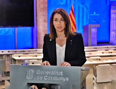 La consellera de la Presidència i portaveu del Govern, Meritxell Budó, en una compareixença (Foto d'arxiu/Gencat)