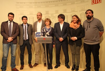 Meritxell Borràs, amb els alcaldes de la Seu, Igualada, Girona, Sant Cugat i Celrà