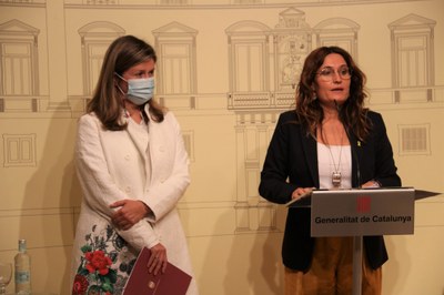 Maria Vergés i Laura Vilagrà expliquen la comissió bilateral, al Palau de la Generalitat (Foto: ACN)
