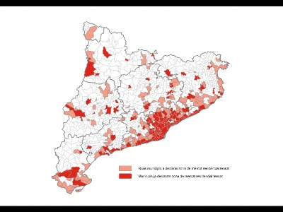 Mapa dels municipis que s'afegeixen a la declaració de zones tensades (Imatge: Gencat)