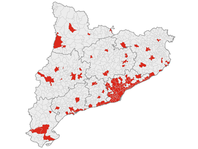Mapa dels municipis que es declaren àrees tenses (Gràfic: Gencat)
