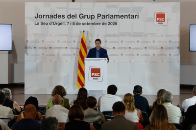 Discurs de Joan Barrera per donar la benvinguda a les jornades de treball del PSC-Units, a la Seu (Foto: ACN)