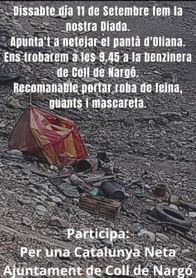 Acció de neteja al pantà d'Oliana, aquest dissabte al matí