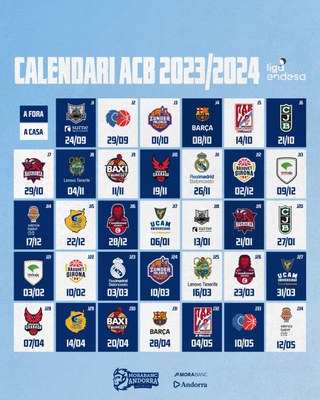 Calendari del MoraBanc Andorra a la Lliga ACB 2023-2024 (@morabancandorra)