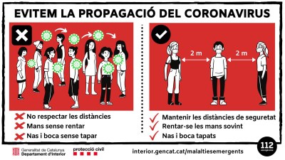 Informació de Protecció Civil sobre com frenar la propagació del coronavirus