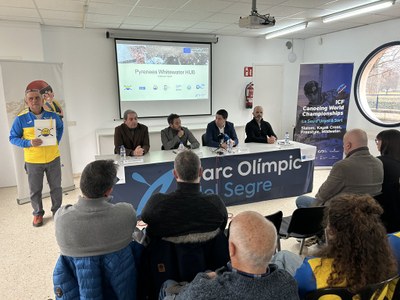 Presentació, al Parc Olímpic del Segre, del Hub Pyreenees Whitewater per fer formació de piragüisme avalada per la ICF (Foto: RàdioSeu)