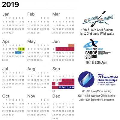 Calendari 2019 de competicions internacionals de piragüisme a la Seu