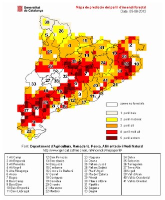 Risc d'incendi - Mapa agost 2012