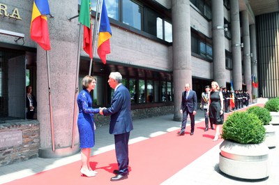 Recepció a Marcelo Rebelo de Sousa a l'Edifici Administratiu del Govern d'Andorra (Foto: Govern d'Andorra)