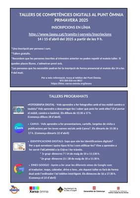 Nous tallers de primavera al Punt Òmnia de la Seu d'Urgell
