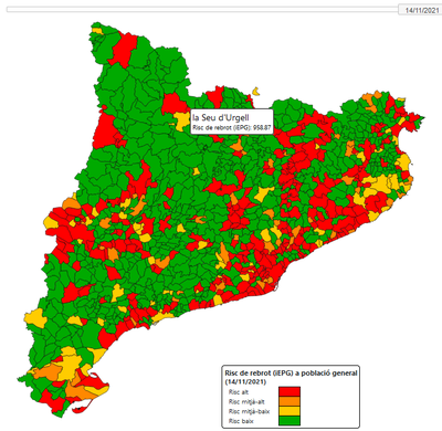 Risc de rebrot actual a la Seu d'Urgell i a la resta de municipis de Catalunya (Departament de Salut)