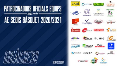 Patrocinadors dels equips del Sedis Bàsquet 2020-2021