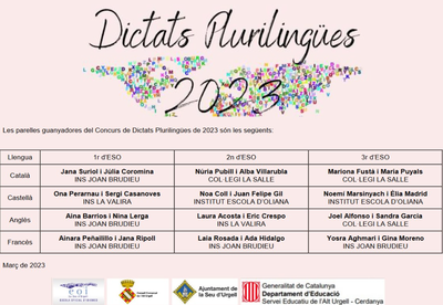 Guanyadors del Dictat Plurilingüe 2023