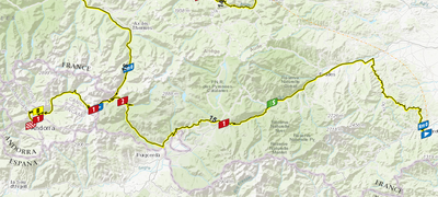 Mapa de la 15a etapa del Tour 2021, entre Ceret i Andorra la Vella (letour.fr)