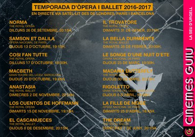 Temporada d'òpera i dansa en directe a Cinemes Guiu