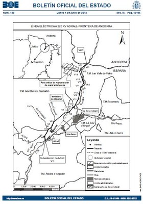 Línia elèctrica Adrall-Andorra - Mapa