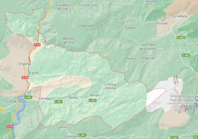 Terme municipal de Fígols i Alinyà (Google Maps)