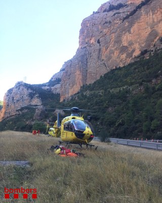 Rescat d'un escalador al congost de Collegats (Foto: Bombers)
