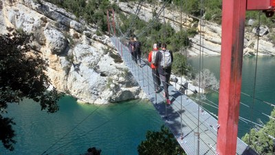 Pont penjant al congost de Mont-rebei (Foto: Consell C. de la Noguera)
