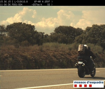 Imatge del radar de la motocicleta que circulava amb un excés de velocitat
