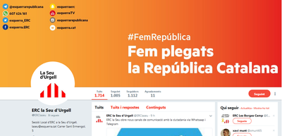 Perfils d'ERC a les xarxes socials