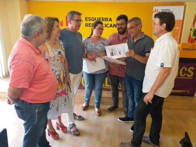 Francesc Viaplana, amb el grup d'ERC a la Diputació de Lleida
