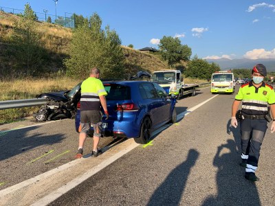 Accident mortal a l’N-260, a Bolvir, aquest estiu (Foto: Joan Valldeperas)