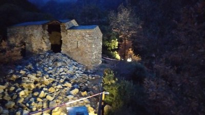 Campanar de Sant Vicenç d'Enclar esfondrat (Foto d'arxiu/Govern d'Andorra)