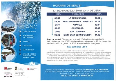 Horaris i parades del Bus Blanc a Sant Joan de l'Erm